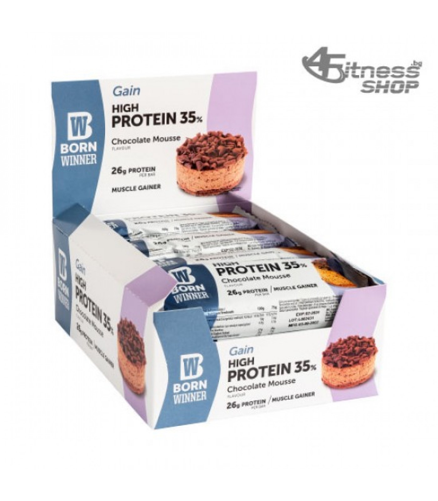 BORN WINNER Gain High Protein Bar 35 % Chocolate Mousse 12x75 гр